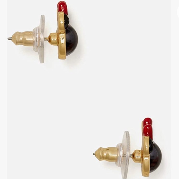 $59 Kate Spade x Disney Minnie Mouse Stud Earrings in black, red, and gold - Picture 3 of 5